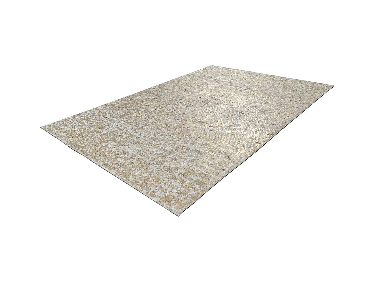 Tapis en Cuir Fait Main "Finish" Beige & Or 160 x 230 cm