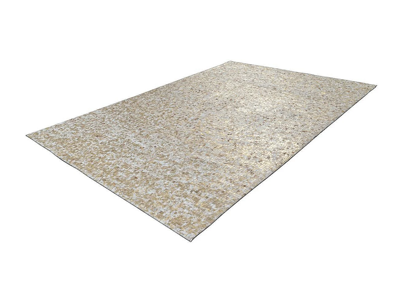 Tapis en Cuir Fait Main "Finish" Beige & Or 160 x 230 cm