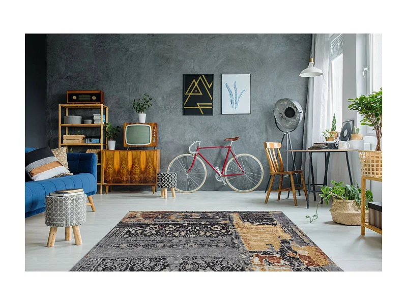 Tapis Jacquard à Poils Courts "Blaze" Bleu 115 x 170 cm