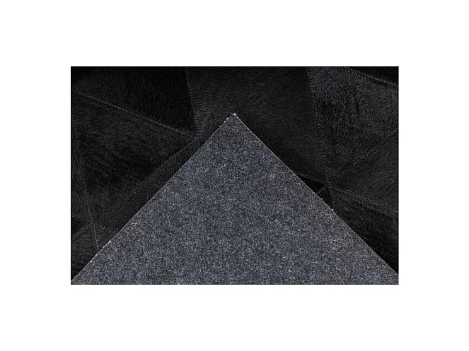 Tapis Fait Main en Cuir "Lavin VI" Noir 80 x 150 cm