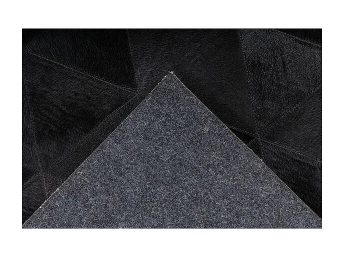 Tapis Fait Main en Cuir "Lavin VI" Noir 80 x 150 cm