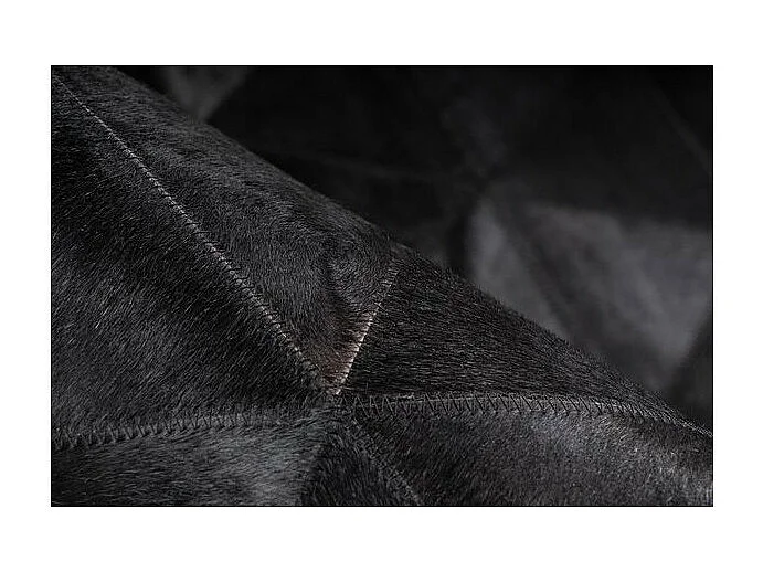 Tapis Fait Main en Cuir "Lavin VI" Noir 80 x 150 cm