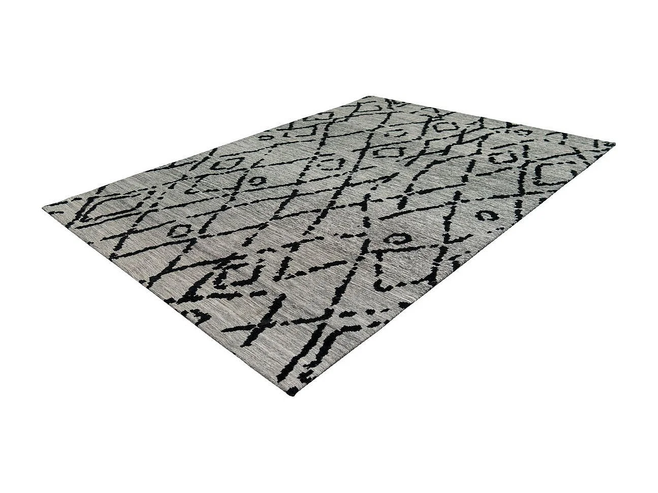 Tapis Jacquard Rétro "River" Gris & Noir 155 x 230 cm