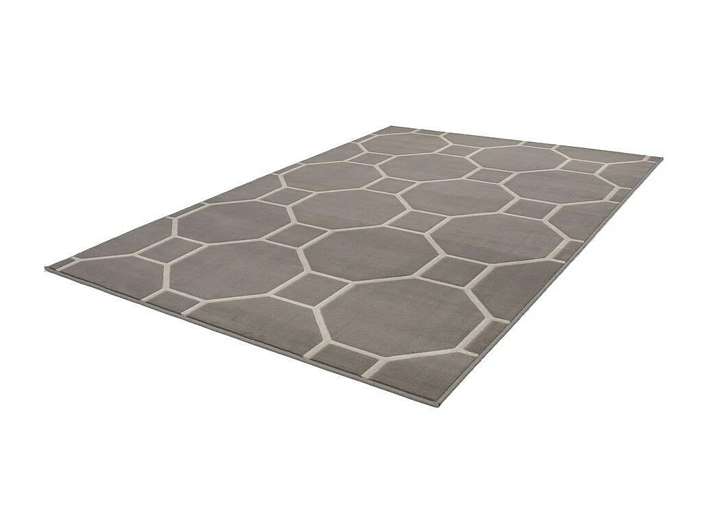 Tapis Effet 3D à Poils Courts "Lina" Taupe & Ivoire 120 x 170 cm