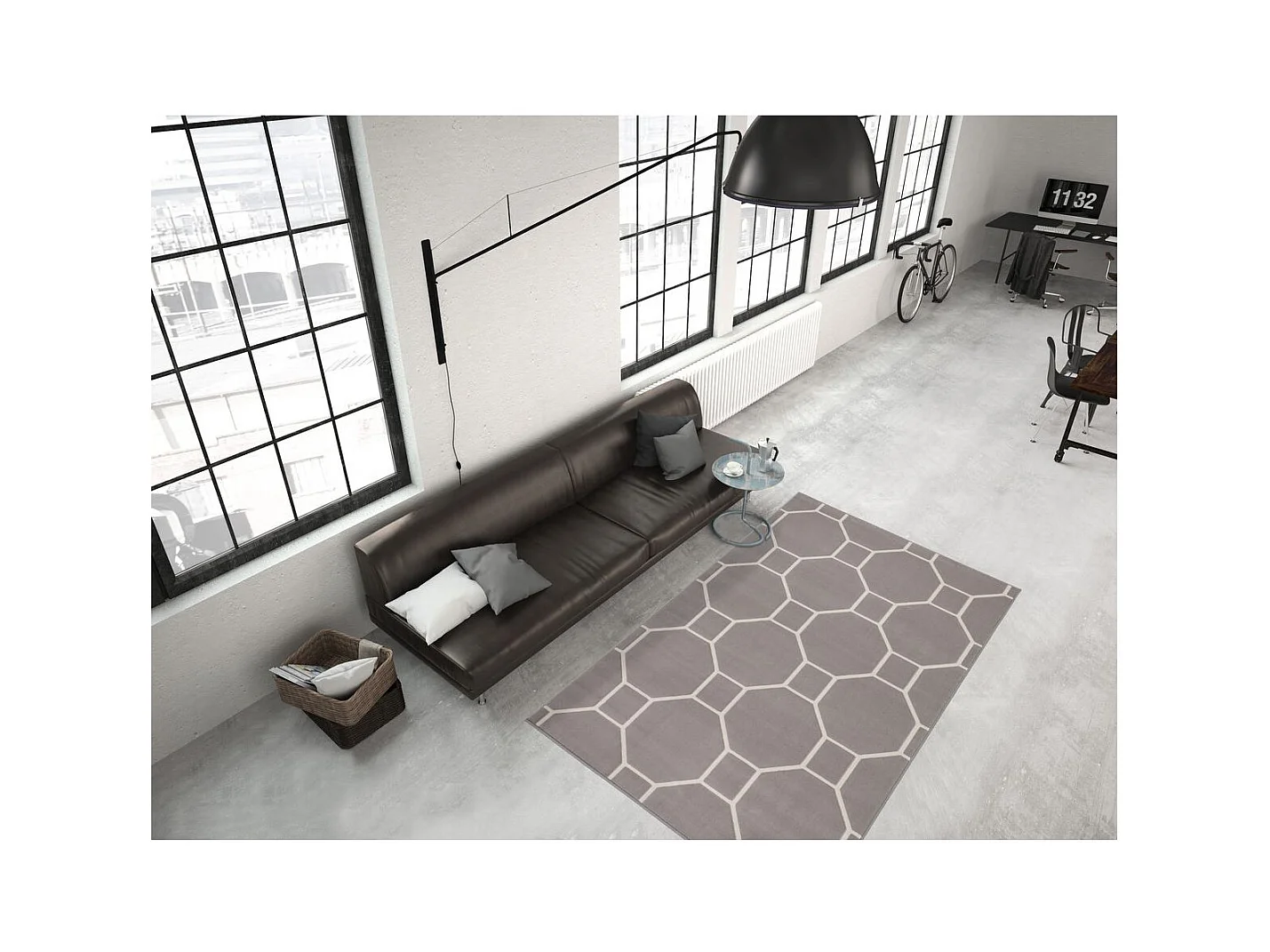 Tapis Effet 3D à Poils Courts "Lina" Taupe & Ivoire 120 x 170 cm