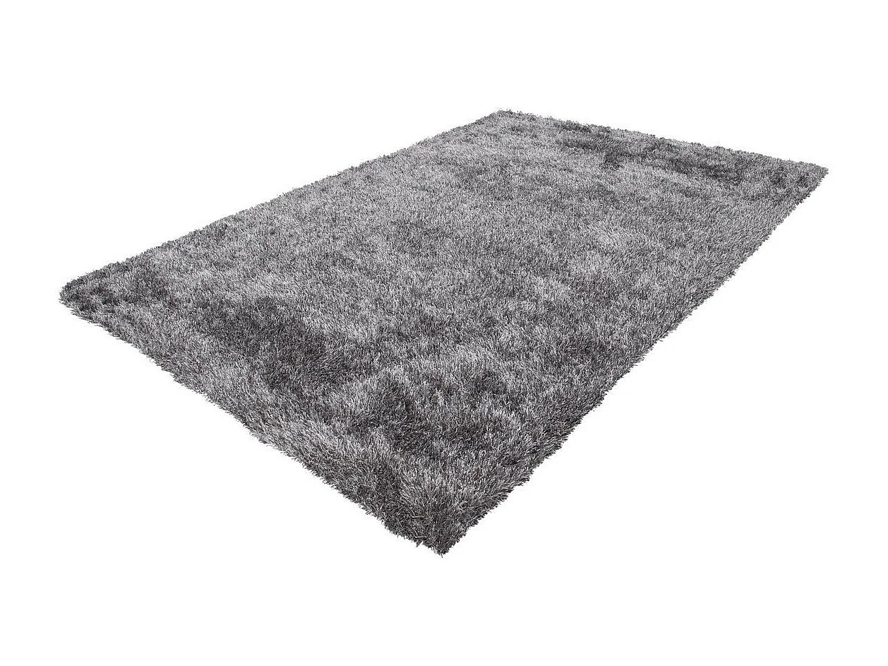 Tapis Shaggy Fait Main "Diamond" Gris Blanc 80 x 150 cm
