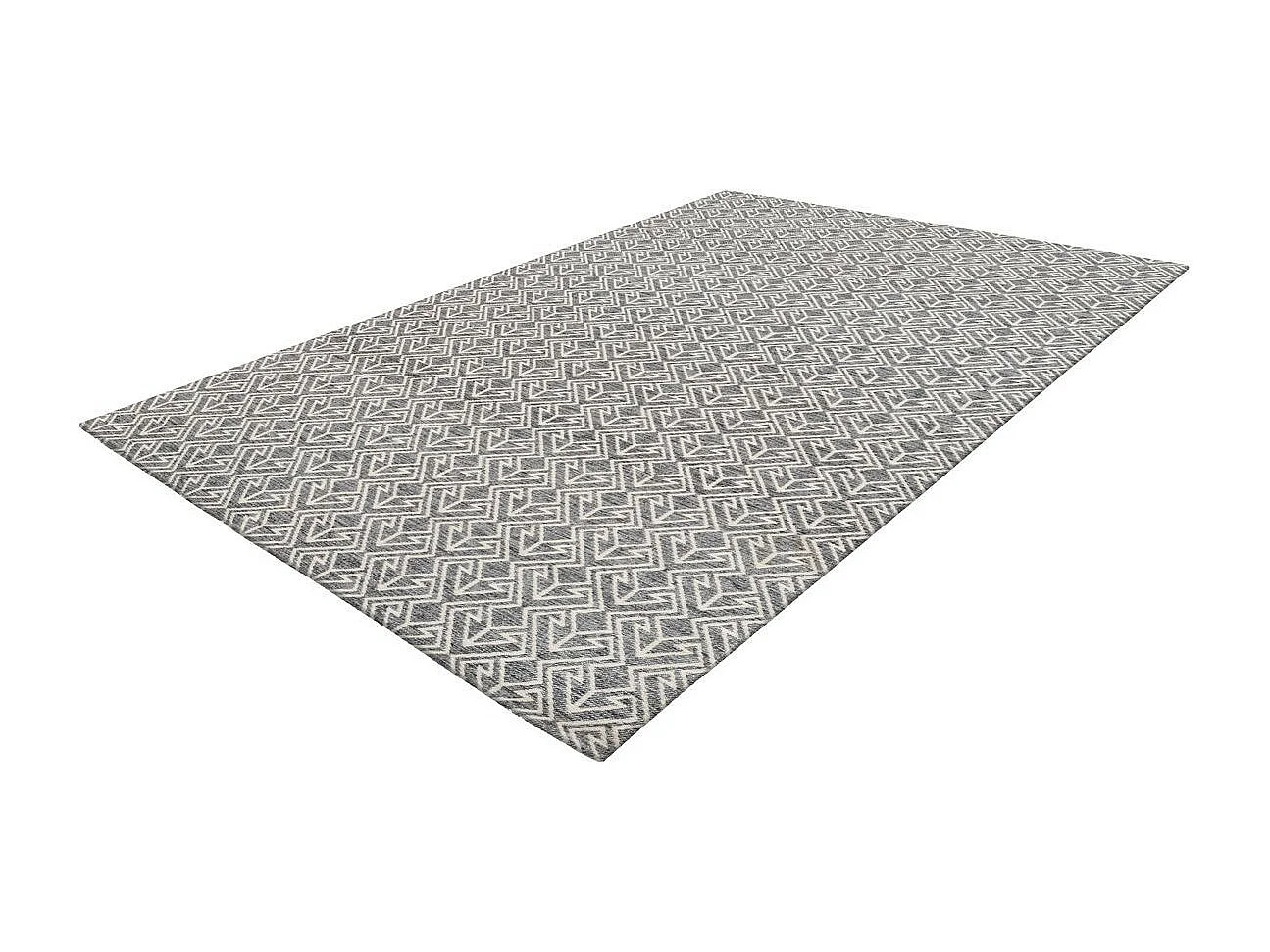 Tapis d'Extérieur Ethnique "Yoga" Gris & Crème 120 x 170 cm