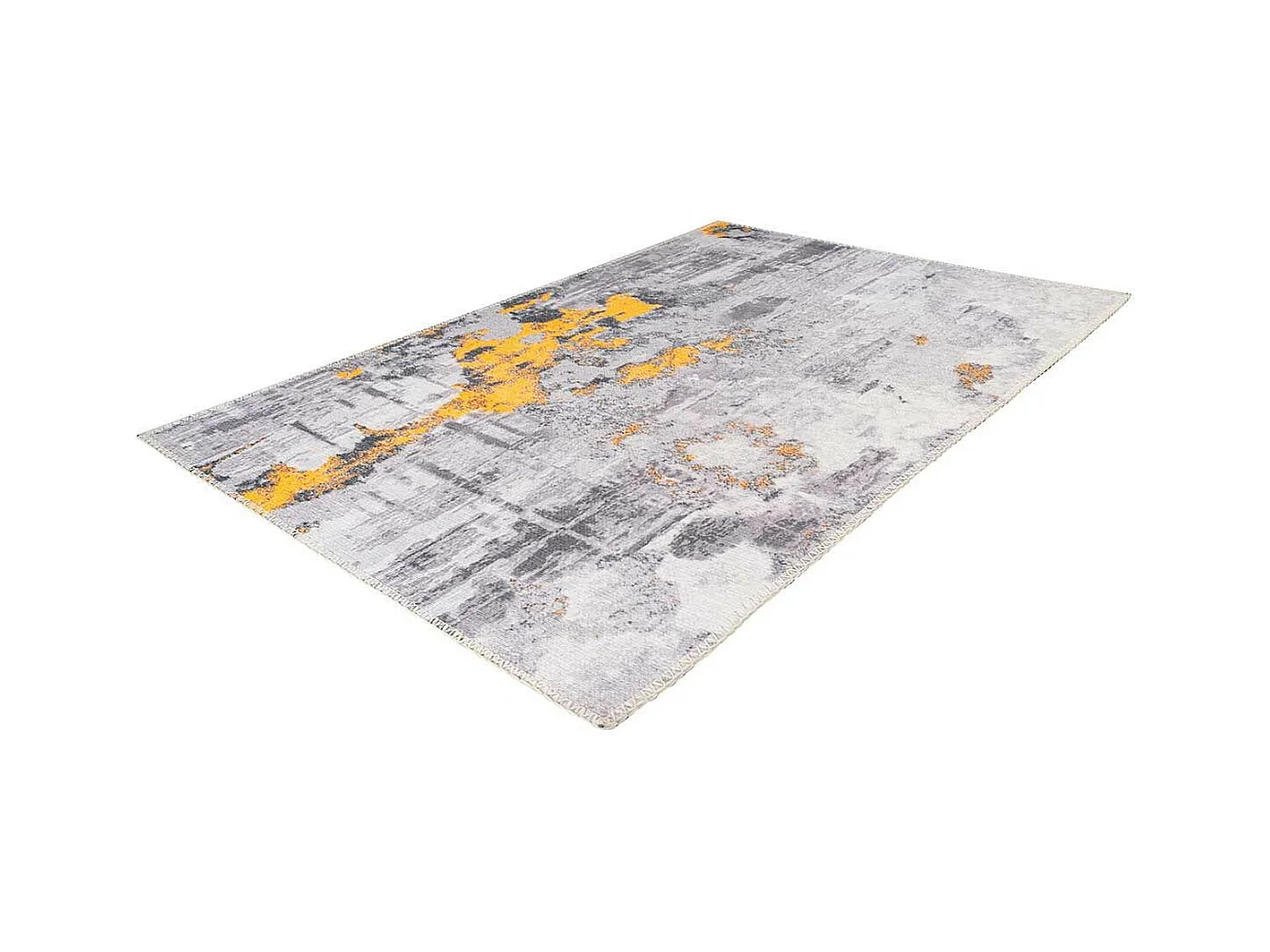 Tapis Tissé Imprimé Vintage "Peron III" Gris & Or 200 x 290 cm