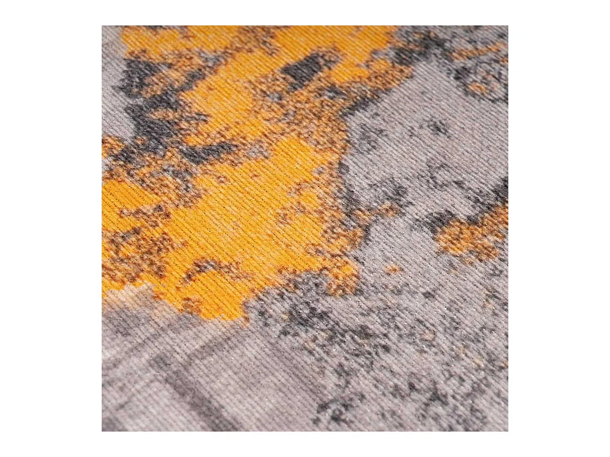 Tapis Tissé Imprimé Vintage "Peron III" Gris & Or 200 x 290 cm