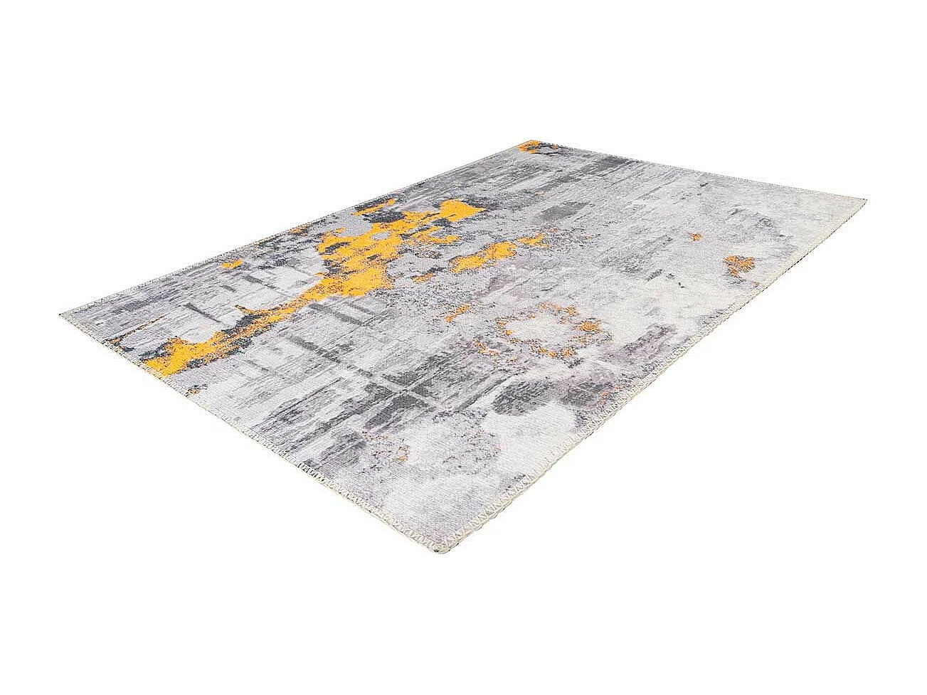 Tapis Tissé Imprimé Vintage "Peron III" Gris & Or 200 x 290 cm