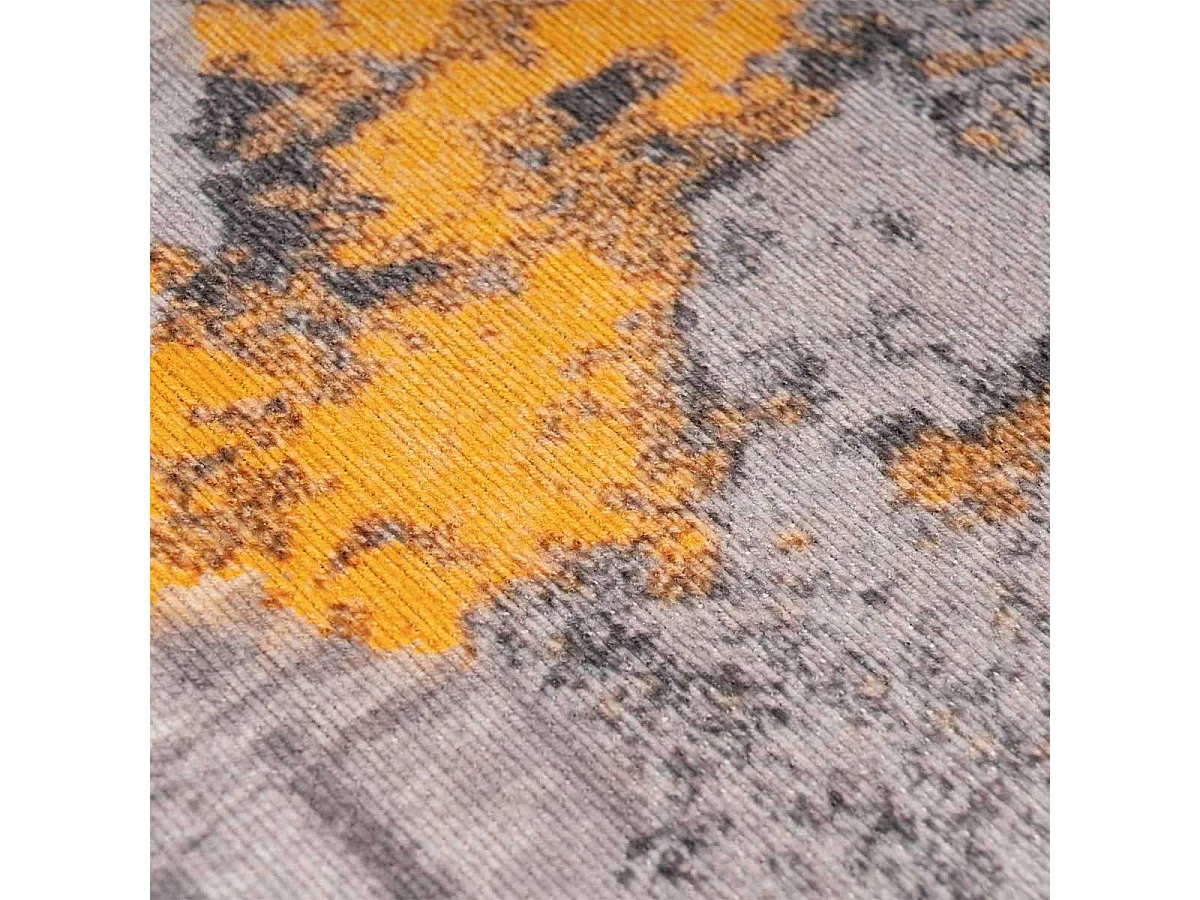 Tapis Tissé Imprimé Vintage "Peron III" Gris & Or 200 x 290 cm