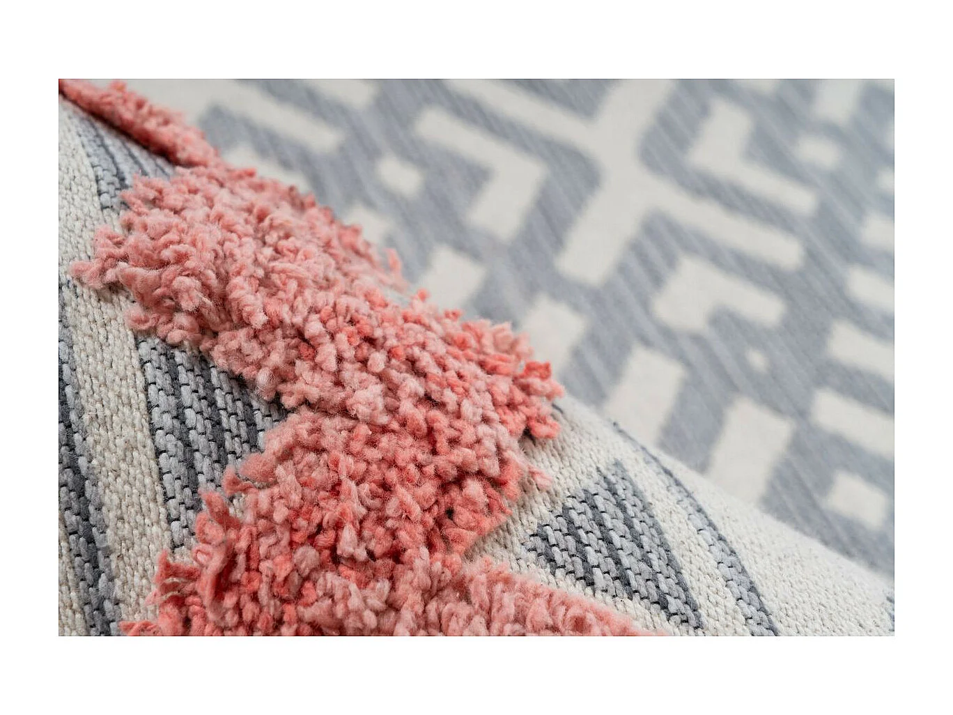 Tapis Jacquard à Poils Courts "Ethnie" Gris & Orange 120 x 170 cm