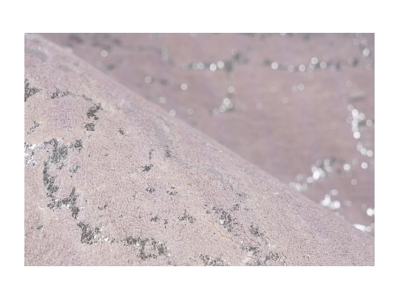 Tapis Marbré à Poils Longs "Bijou" Taupe & Argent 160 x 230 cm