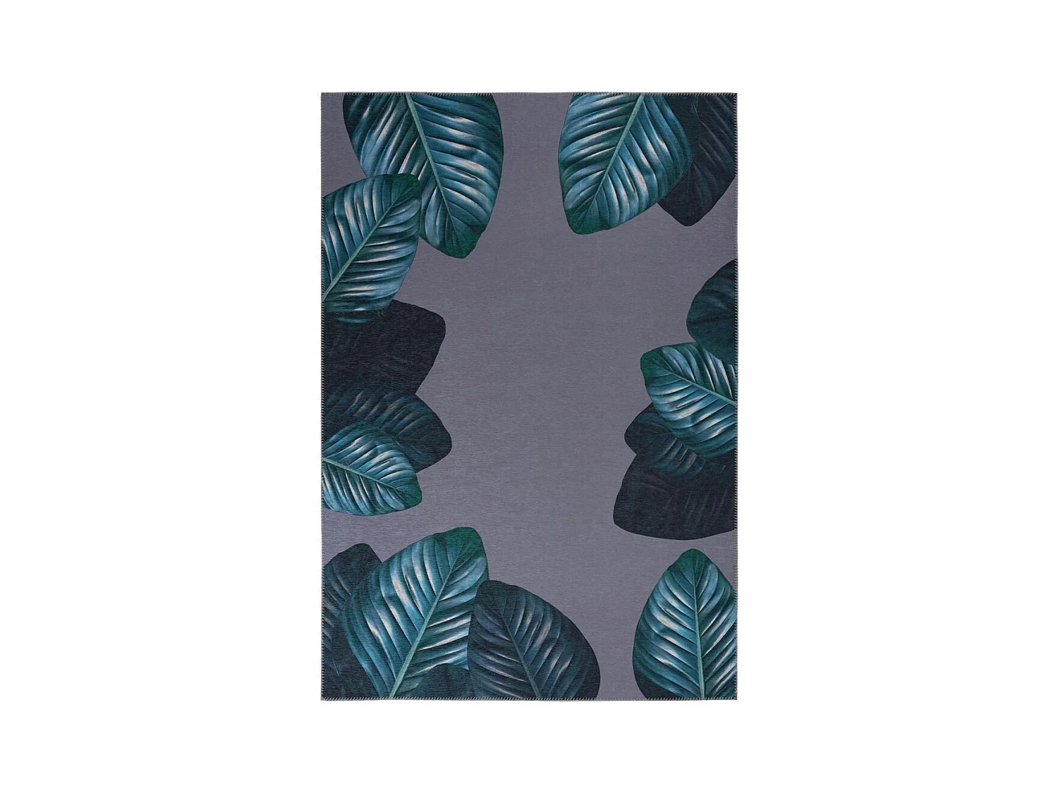 Tapis Imprimé à Poils Courts "Tropical" Noir & Vert 80 x 150 cm