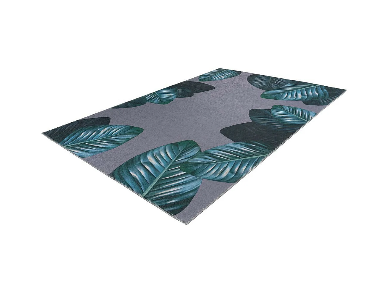 Tapis Imprimé à Poils Courts "Tropical" Noir & Vert 80 x 150 cm
