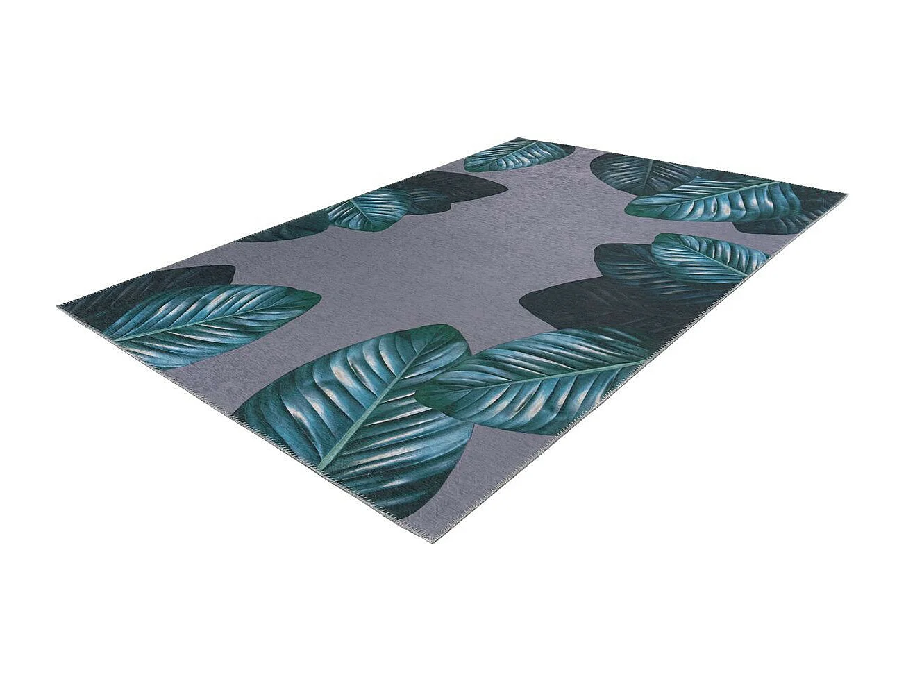 Tapis Imprimé à Poils Courts "Tropical" Noir & Vert 80 x 150 cm
