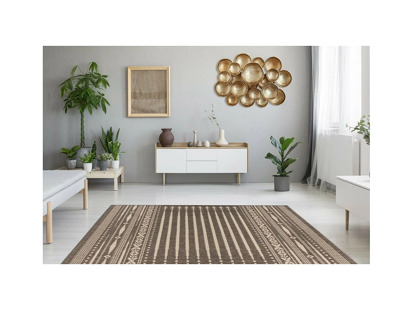 Tapis Imprimé à Poils Plats "Splash" Marron 80 x 150 cm