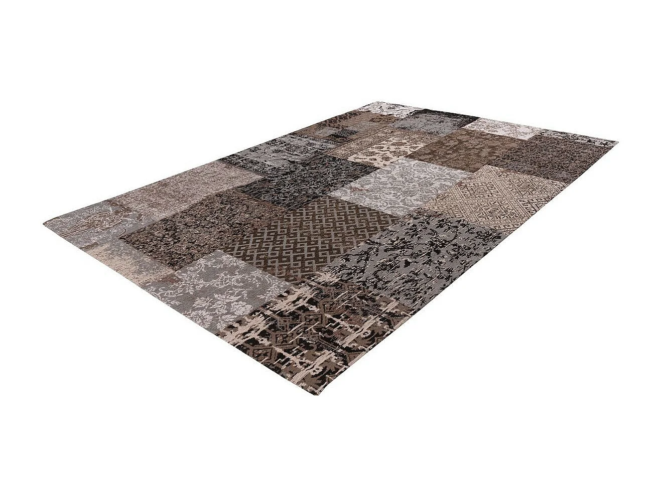 Tapis Tissé Vintage Patchwork "Symphony" Marron 120 x 170 cm