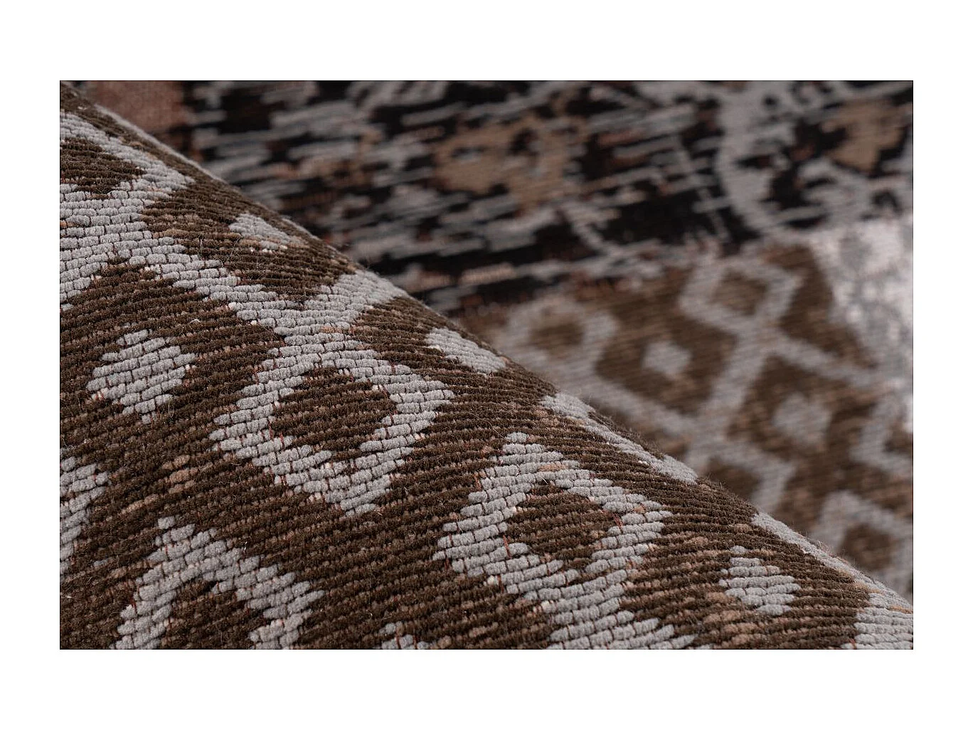 Tapis Tissé Vintage Patchwork "Symphony" Marron 120 x 170 cm