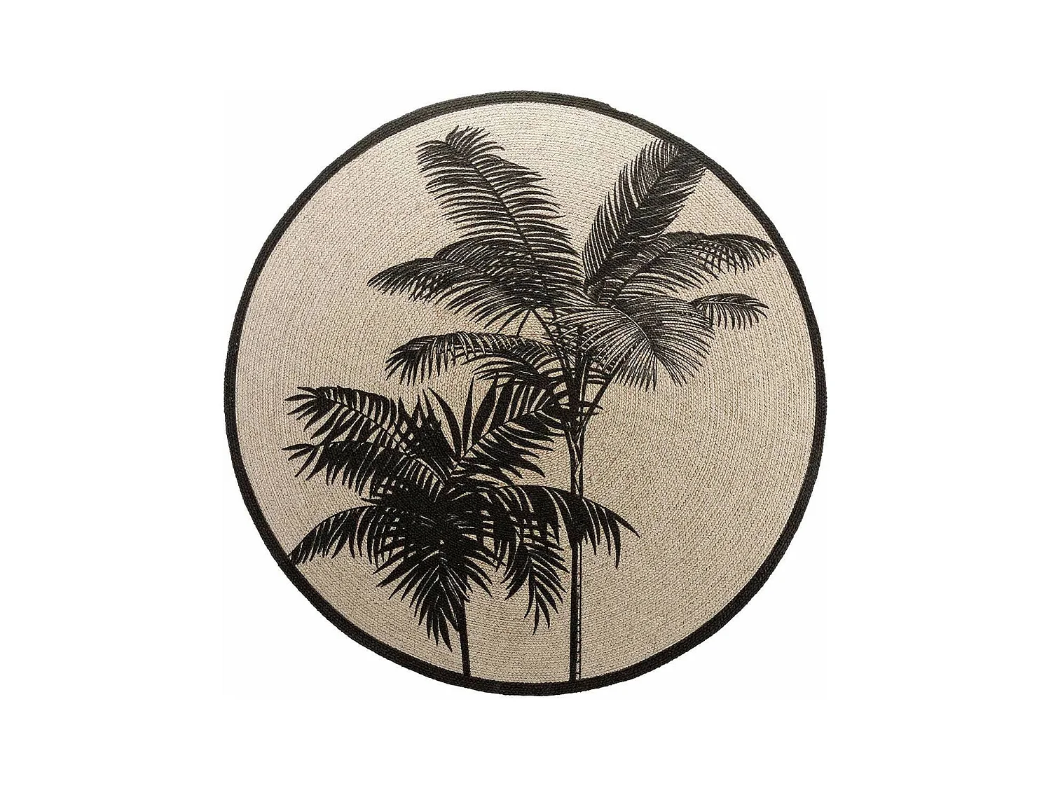 Tapis Rond Imprimé "Tropic Nature" 120cm Naturel