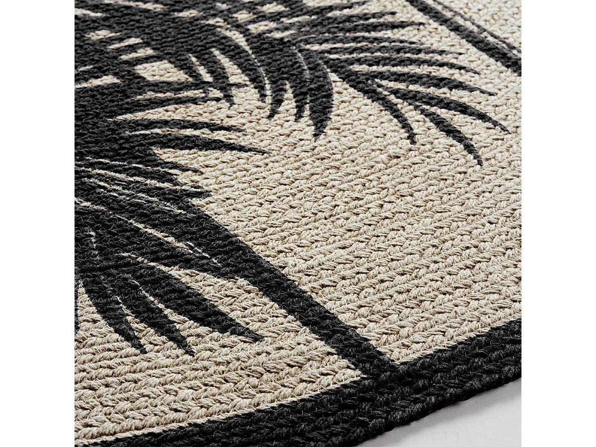 Tapis Rond Imprimé "Tropic Nature" 120cm Naturel