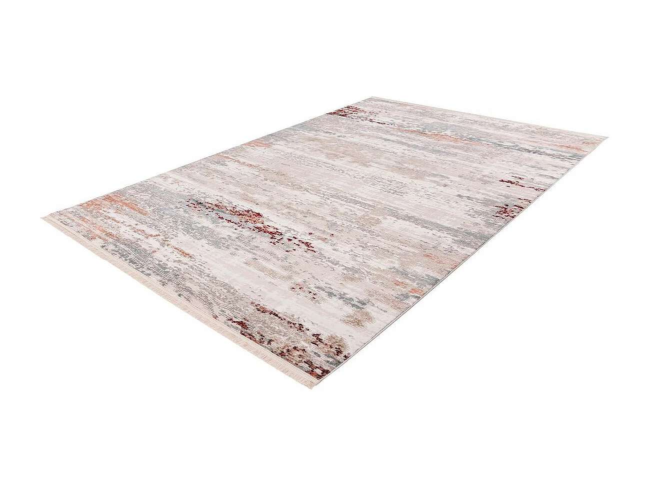 Tapis Vintage à Franges "Akropolis III" Gris & Rose 80 x 150 cm