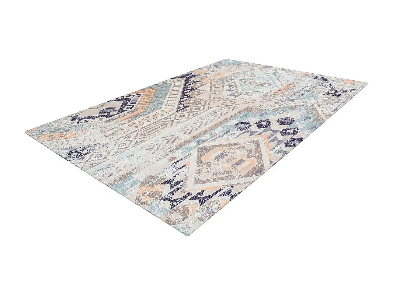 Tapis Ethnique à Poils Courts "Indiana II" Bleu 120 x 170 cm