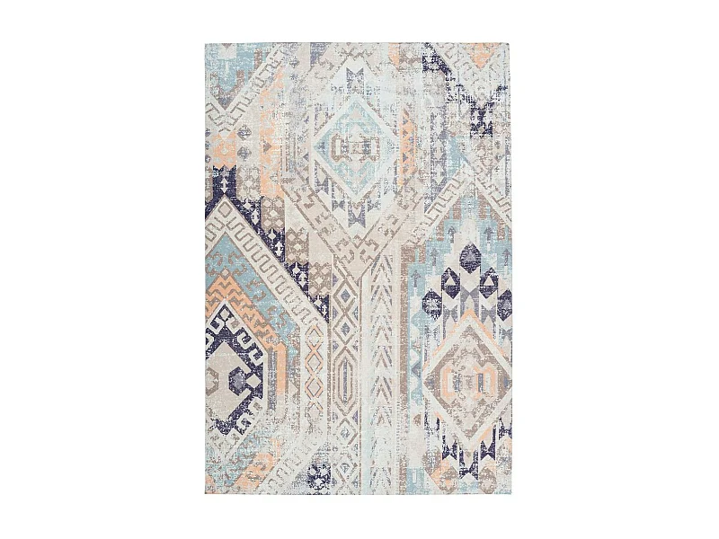 Tapis Ethnique à Poils Courts "Indiana II" Bleu 120 x 170 cm