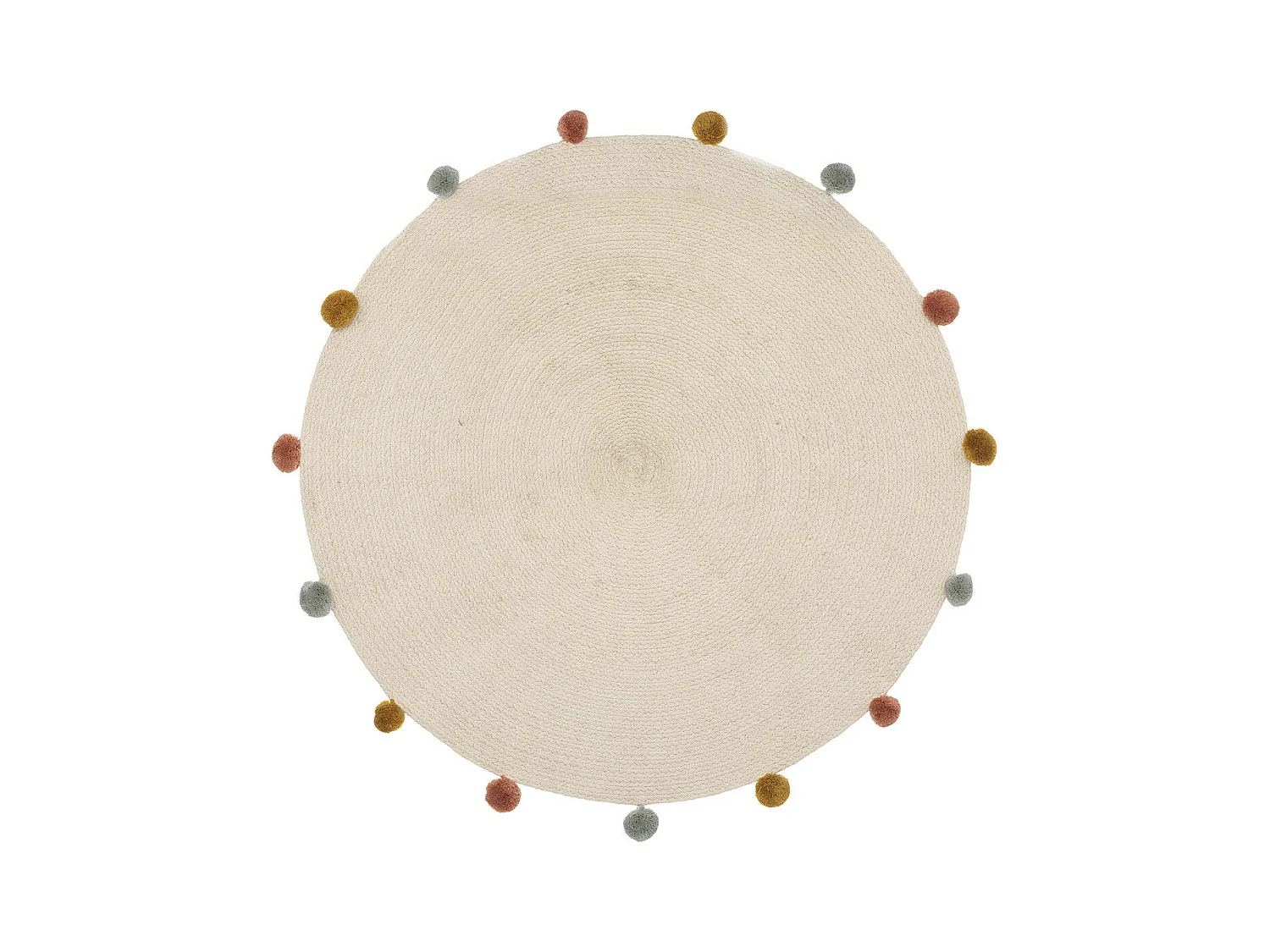 Teppich mit Pompons Baumwolle beige 90x90cm