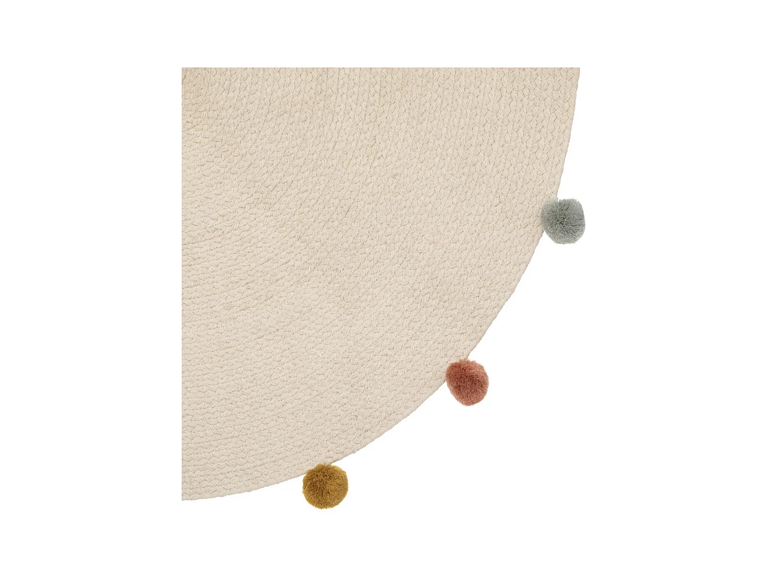 Teppich mit Pompons Baumwolle beige 90x90cm