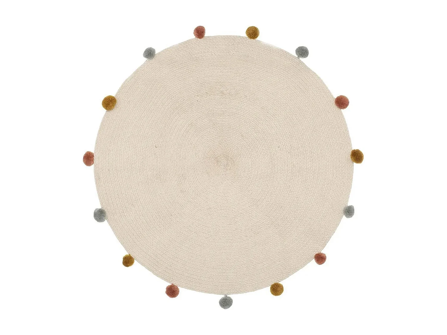 Tapis Enfant Pompons "Arlequin" 90cm Beige