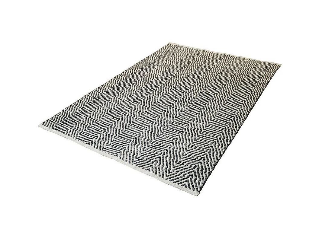 Tapis Rayé Fait Main "Aperitif" Gris 120 x 170 cm