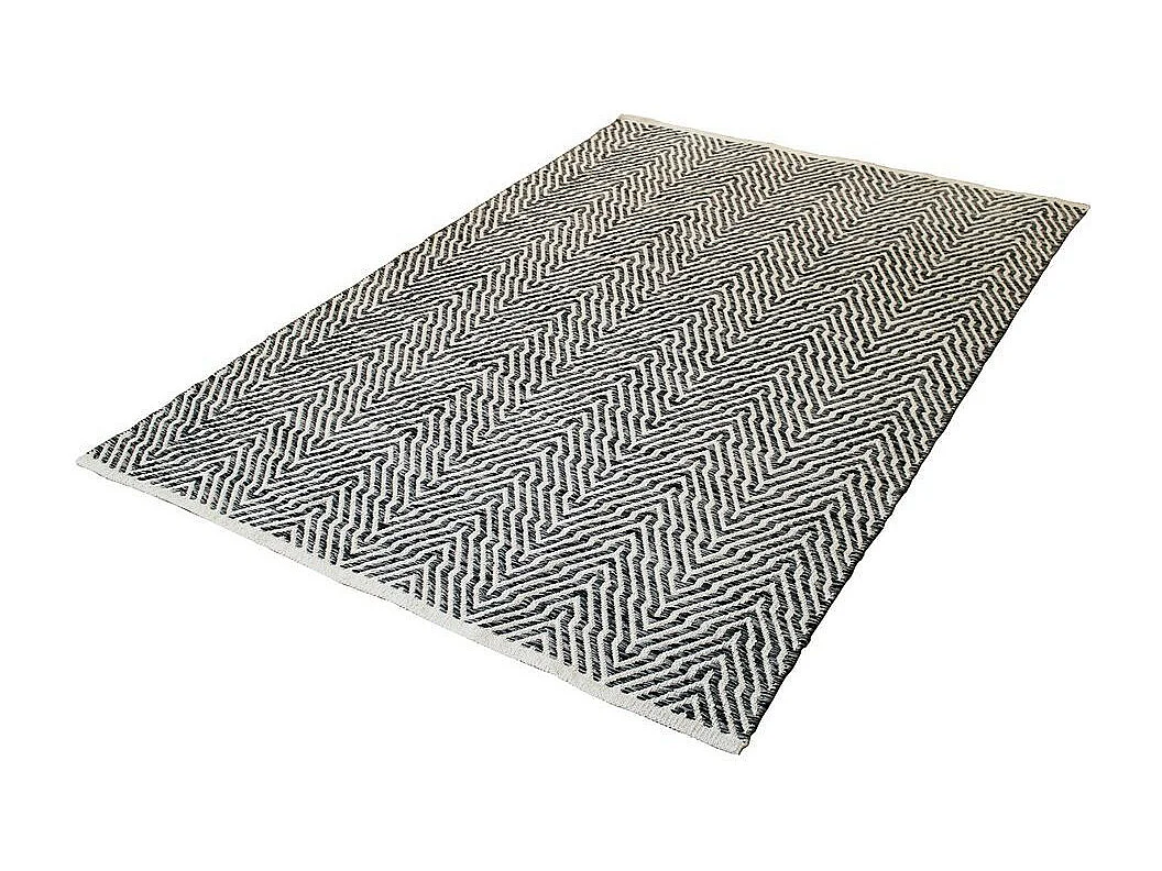 Tapis Rayé Fait Main "Aperitif" Gris 120 x 170 cm