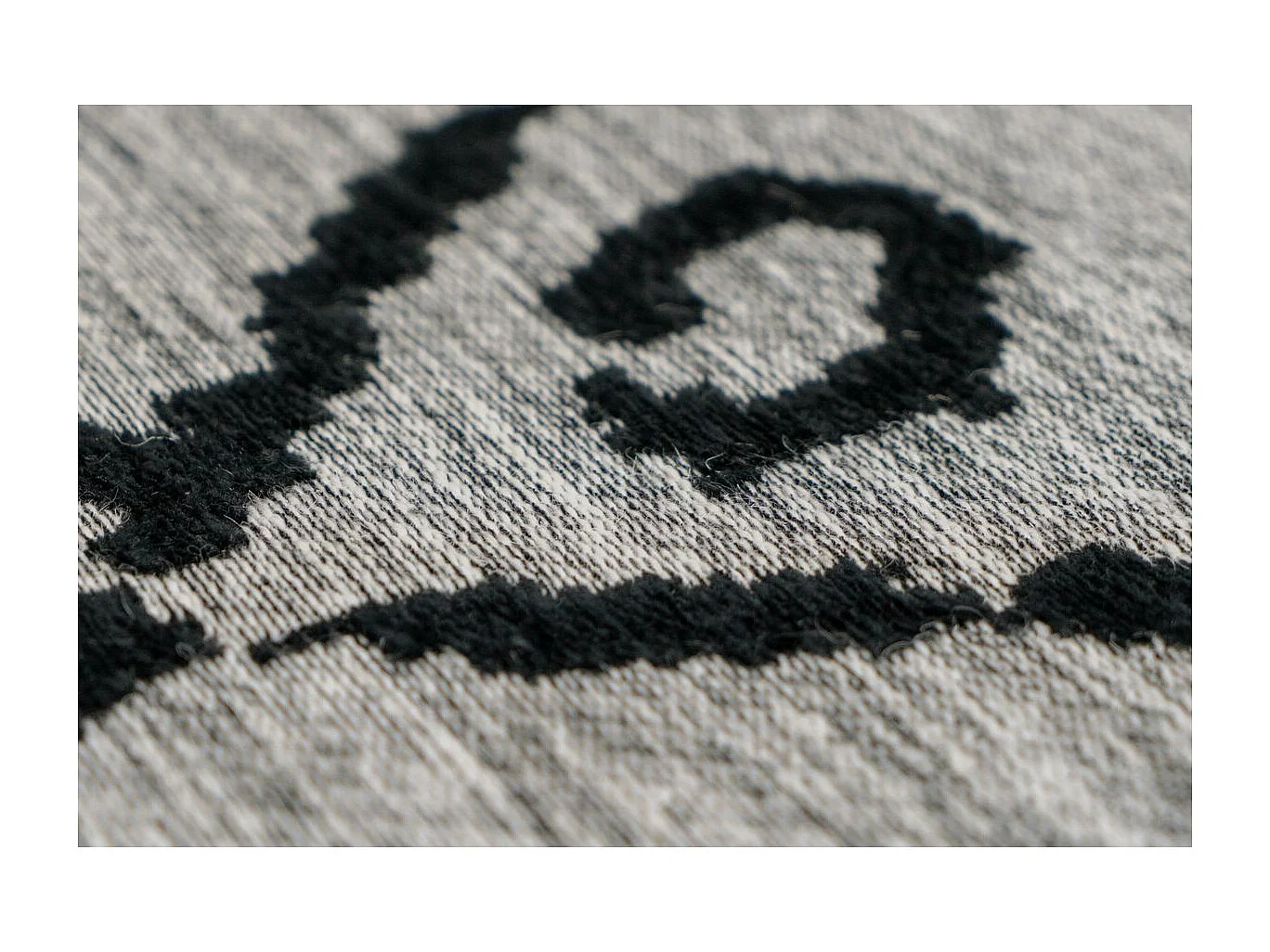 Tapis Jacquard Rétro "River" Gris & Noir 80 x 150 cm