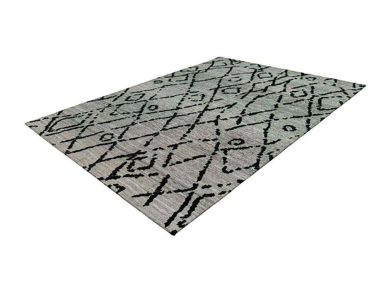 Tapis Jacquard Rétro "River" Gris & Noir 80 x 150 cm