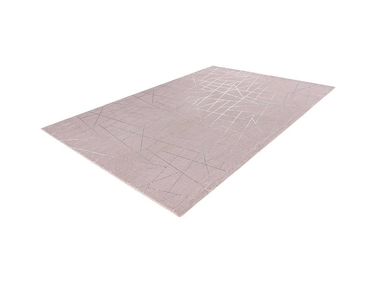 Tapis Géométrique à Poils Longs "Bijou" Taupe & Argent 120 x 170 cm