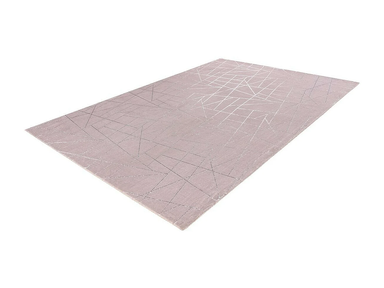 Tapis Géométrique à Poils Longs "Bijou" Taupe & Argent 120 x 170 cm