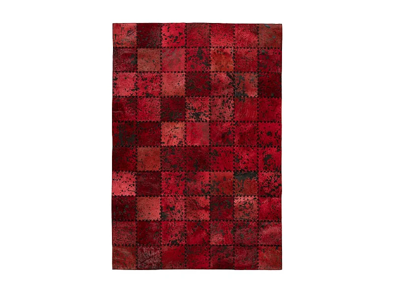 Tapis Patchwork en Cuir Fait Main "Voila" Rouge 160 x 230 cm