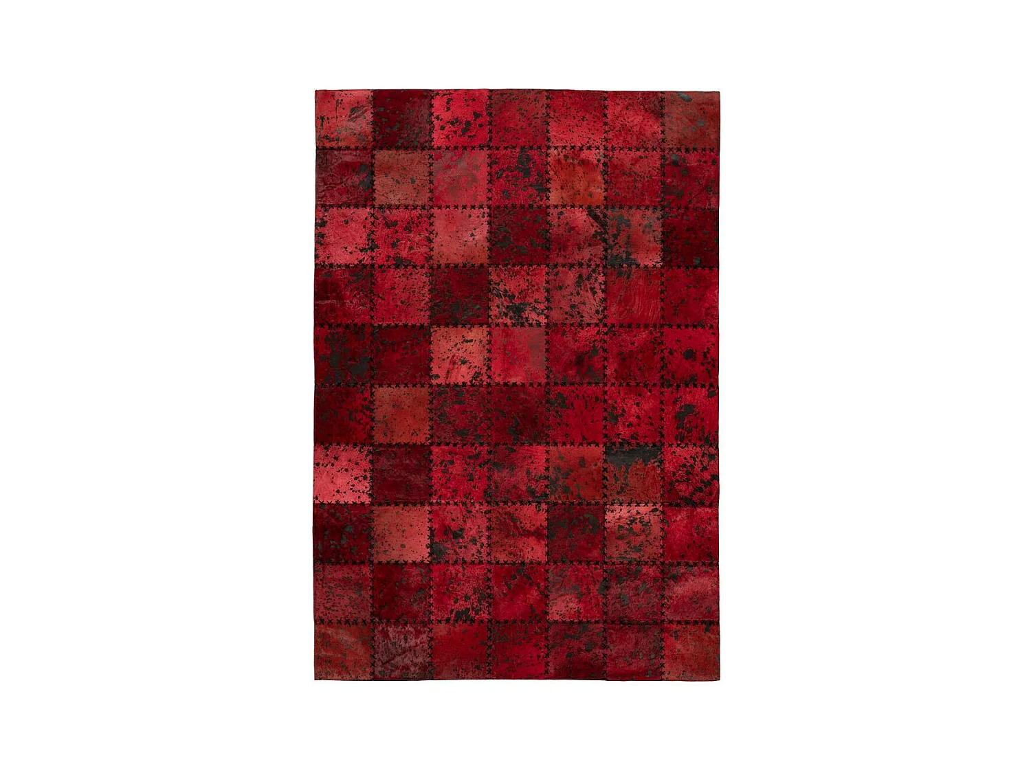 Tapis Patchwork en Cuir Fait Main "Voila" Rouge 160 x 230 cm
