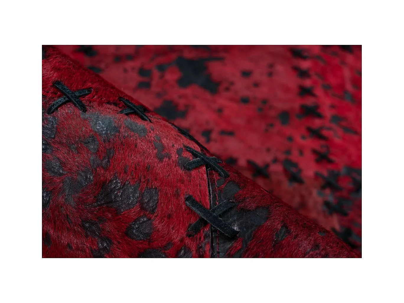 Tapis Patchwork en Cuir Fait Main "Voila" Rouge 160 x 230 cm