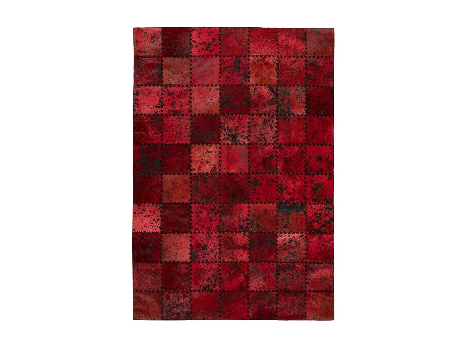 Tapis Patchwork en Cuir Fait Main "Voila" Rouge 160 x 230 cm