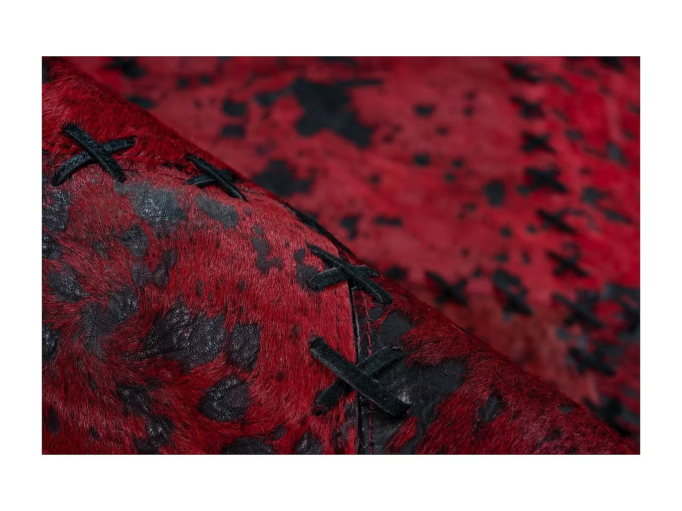 Tapis Patchwork en Cuir Fait Main "Voila" Rouge 160 x 230 cm