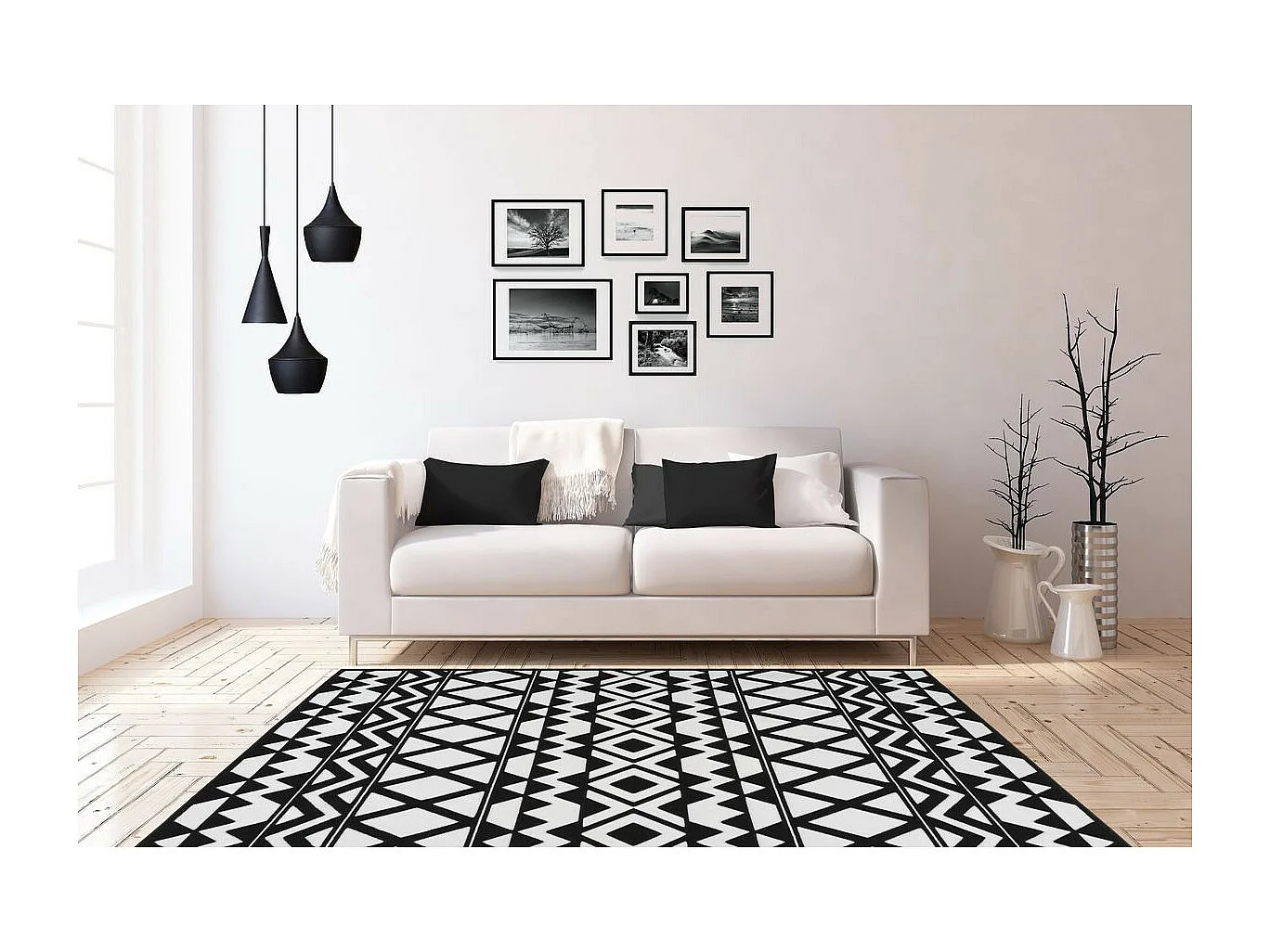 Tapis Ethnique à Poils Courts "Esperanto VII" Noir 120 x 170 cm