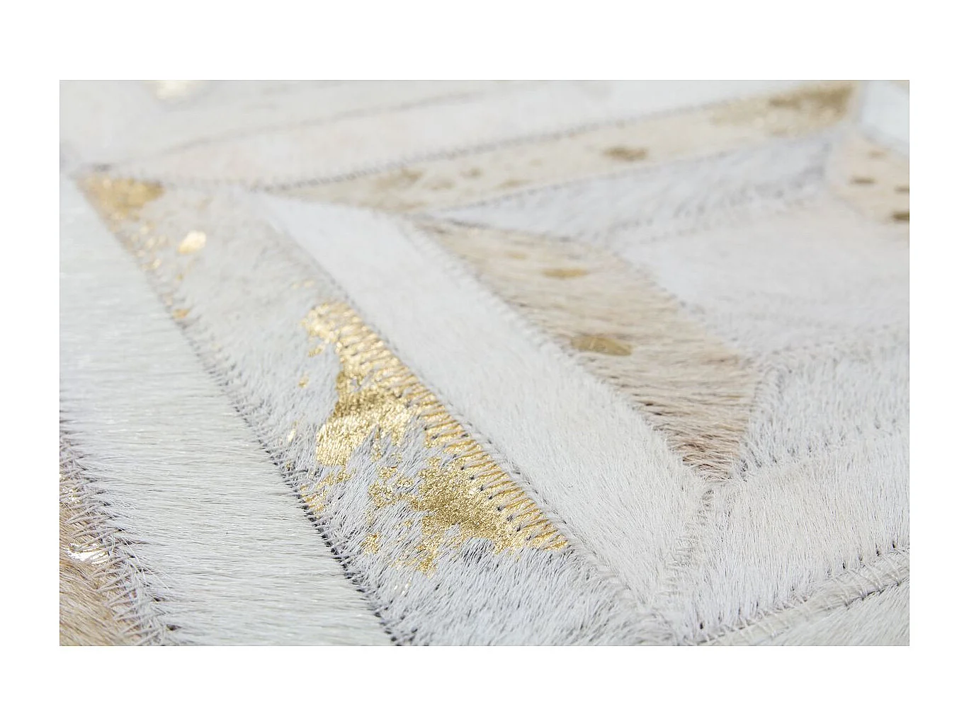 Tapis en Cuir Fait Main "Spark" Ivoire & Or 160 x 230 cm