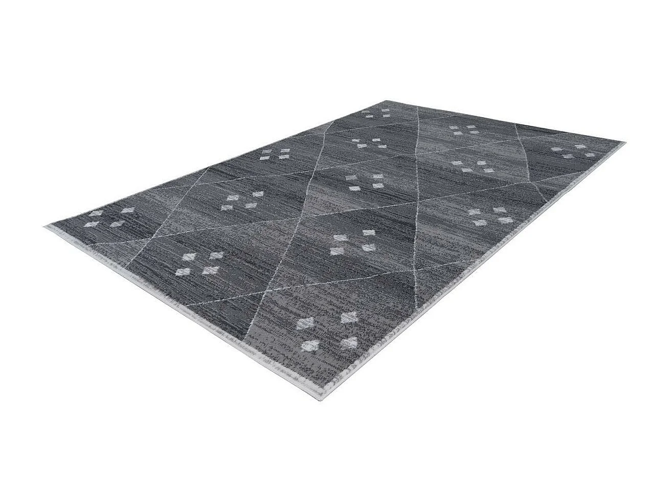 Tapis Géométrique à Poils Courts "Vancouver V" Gris 120 x 170 cm