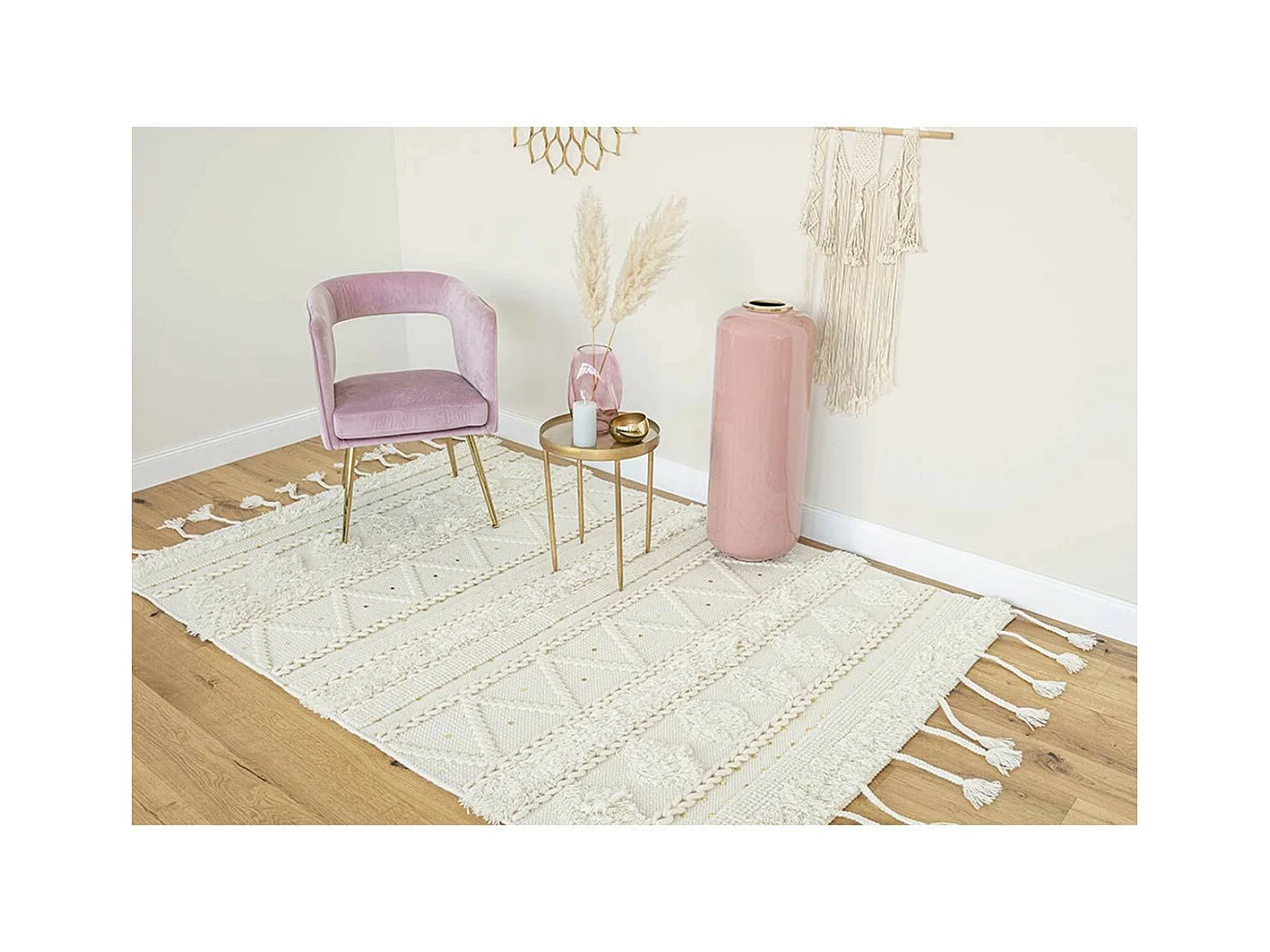 Tapis Bohème Fait à la Main "Bohist III" Crème 160 x 230 cm