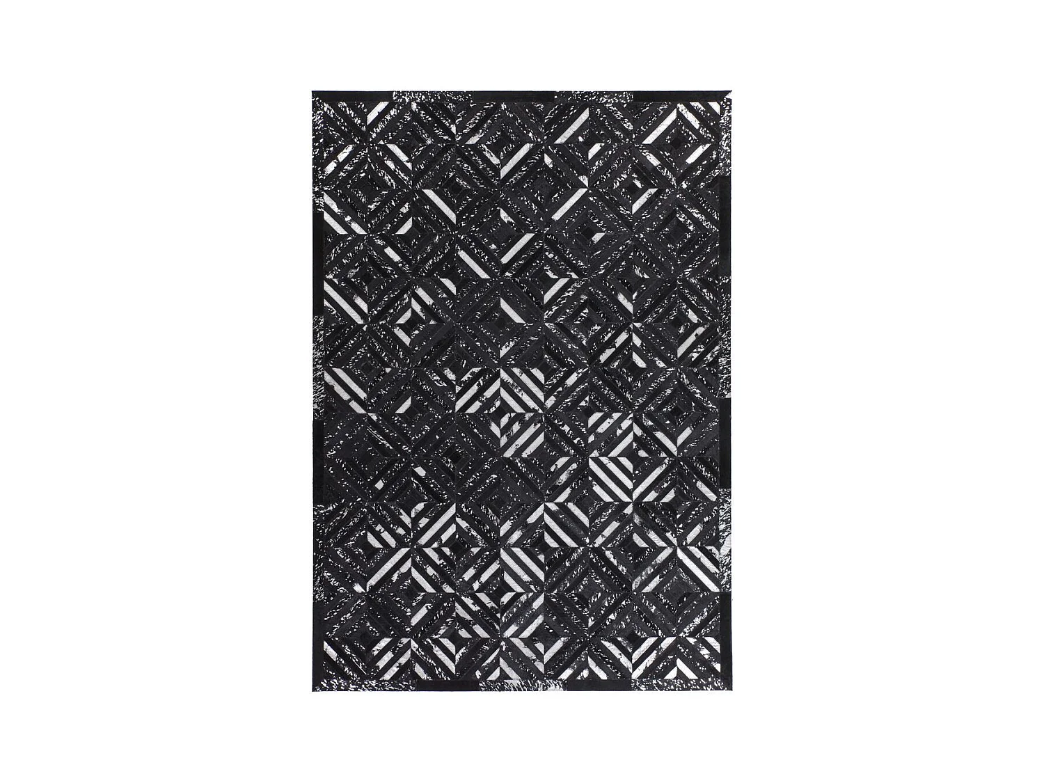 Tapis en Cuir Fait Main "Spark" Noir & Argent 160 x 230 cm
