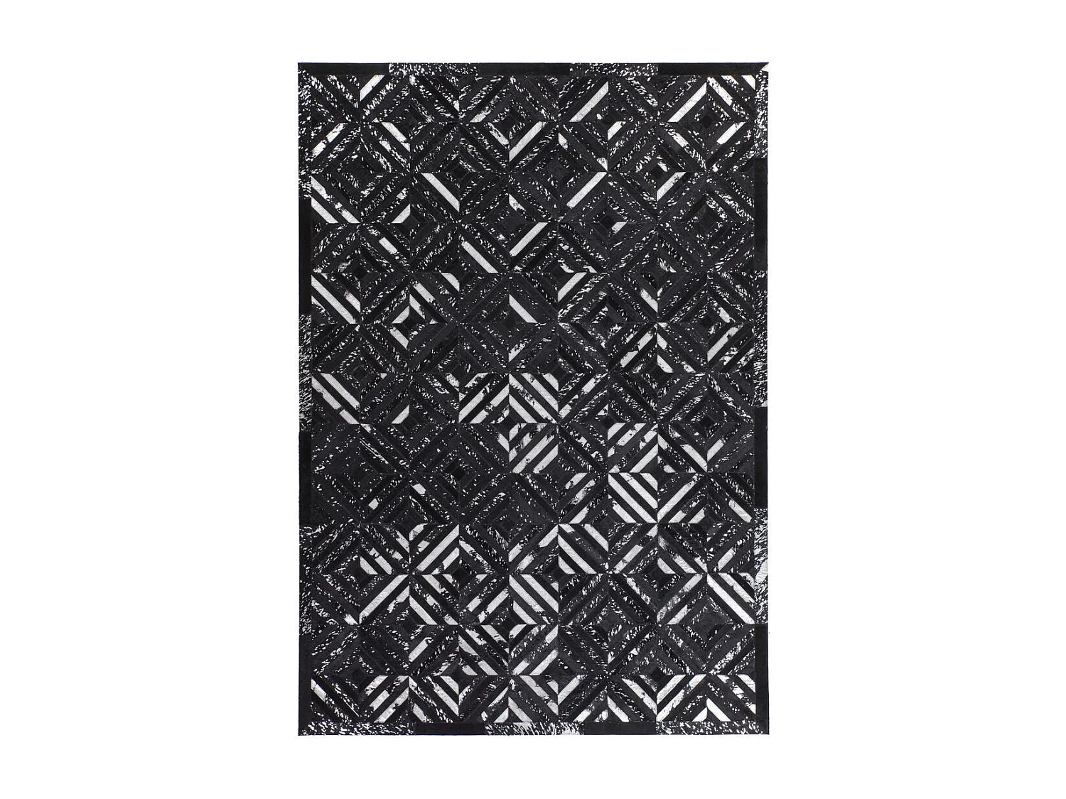 Tapis en Cuir Fait Main "Spark" Noir & Argent 160 x 230 cm