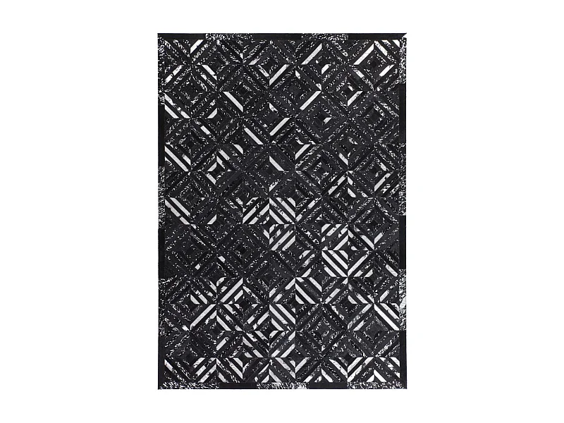 Tapis en Cuir Fait Main "Spark" Noir & Argent 160 x 230 cm