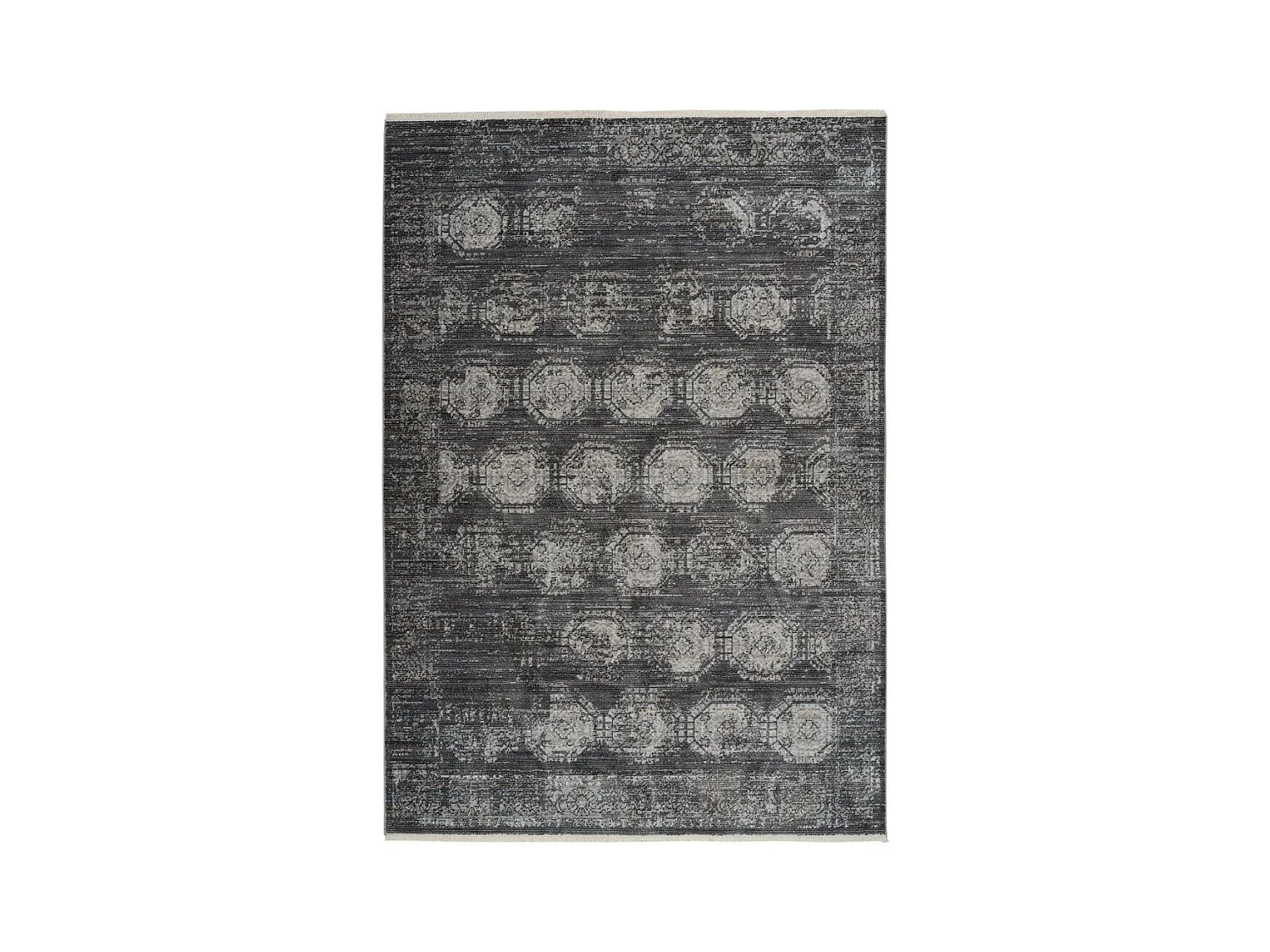 Tapis Vintage à Franges "Baroque VII" Anthracite 80 x 150 cm